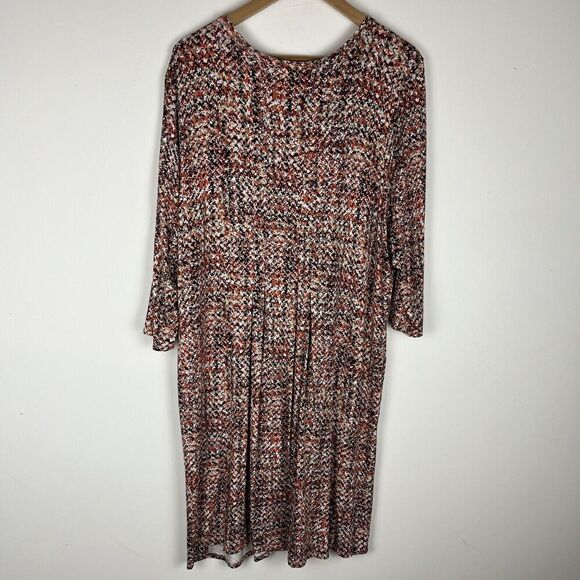 J. Jill Shirt Dress XL Jersey Knit Orange Black 3/4 Sleeve Button Up Pockets​​​​ - Picture 2 of 6